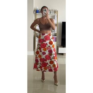 LA DoubleJ Vibrant Floral A-line Skirt